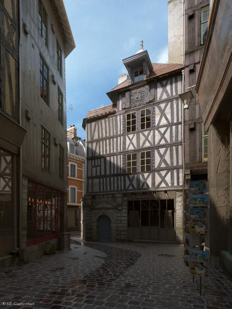 Rouen, place du Marché aux balais, restitution